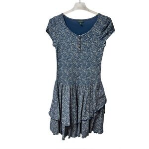 RLR Ralph Lauren Jeans Co Blue Dress Ruffle Drop Waist Size Women’s Medium